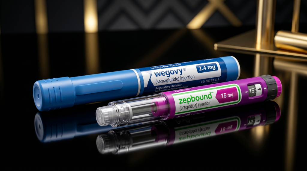 Professional comparison of Wegovy and Zepbound injection pens for weight loss